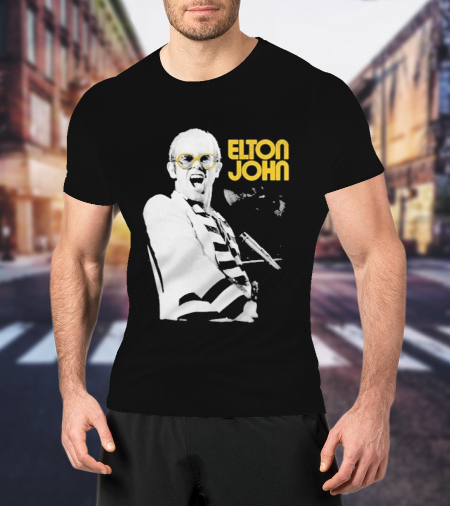 Elton John Classic Concert Series Iconic Glasses And Microphone T-Shirt