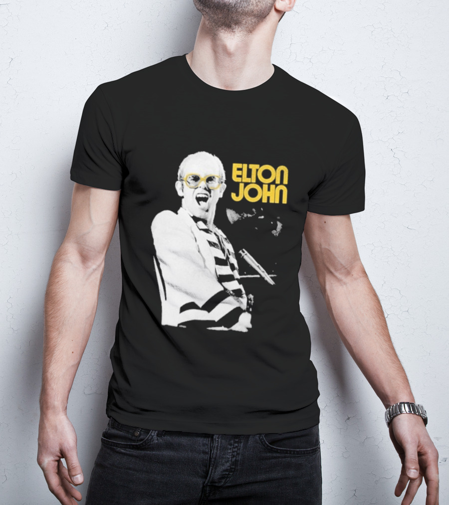 Elton John Classic Concert Series Iconic Glasses And Microphone T-Shirt