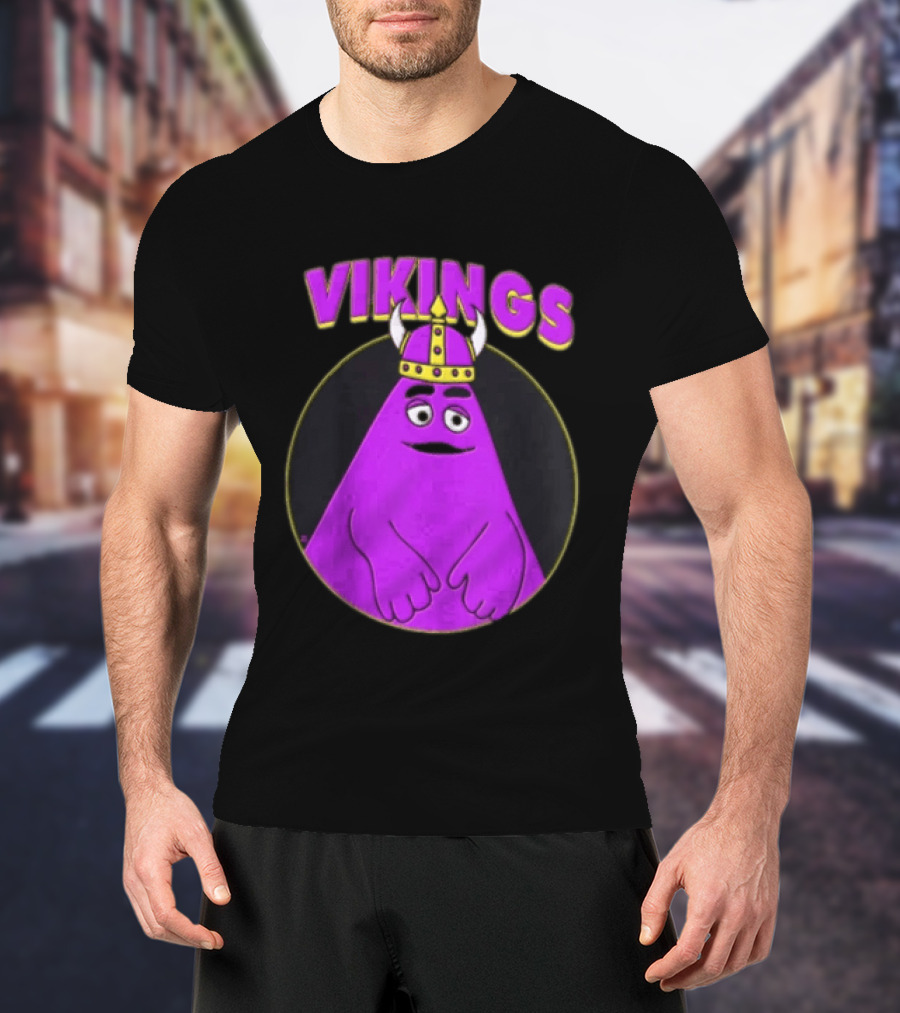 Vikings Purple Character With Horned Helmet T-Shirt