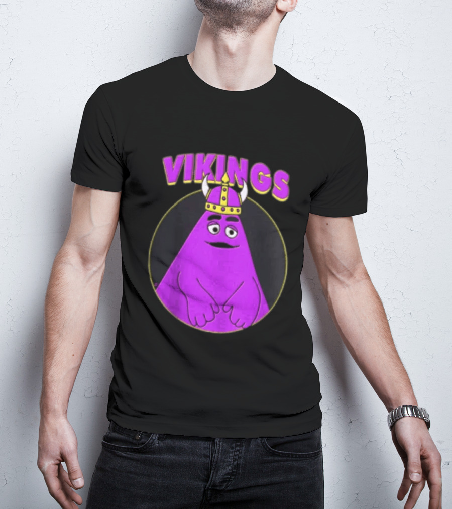 Vikings Purple Character With Horned Helmet T-Shirt