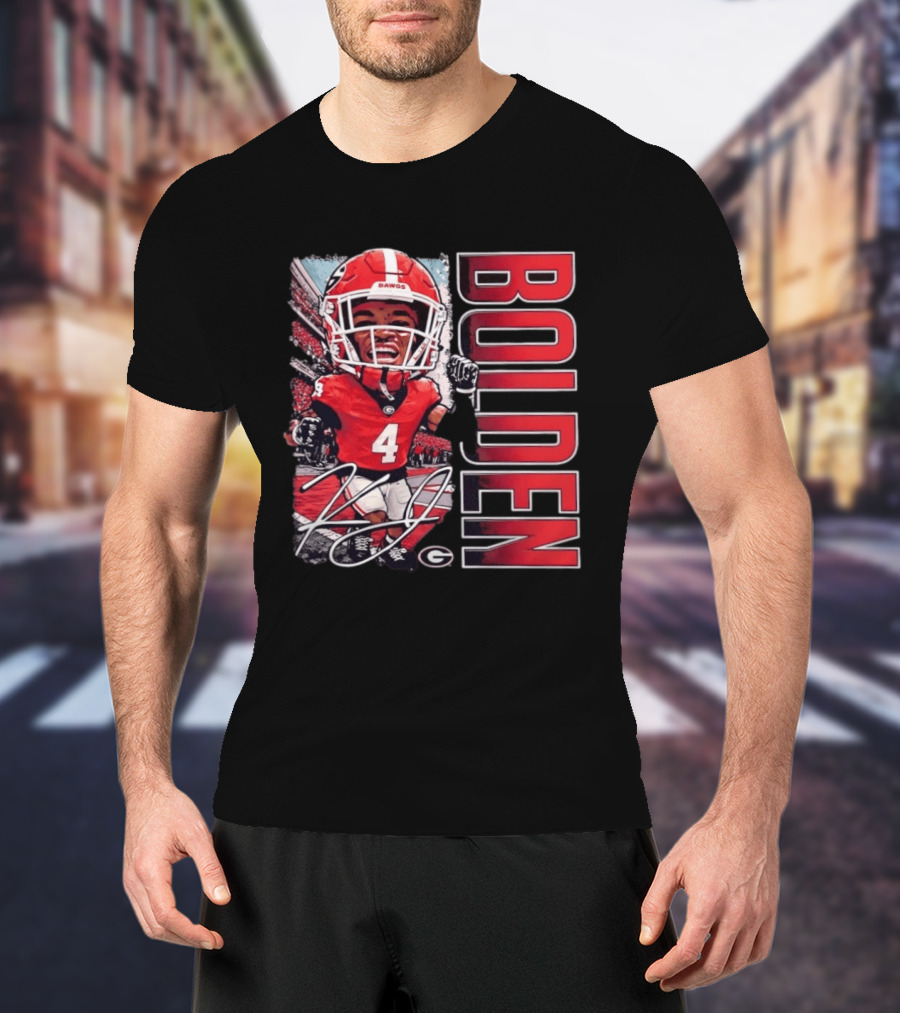 Georgia Bulldogs Football KJ Bolden No 4 Bobble Head Caricature T-Shirt