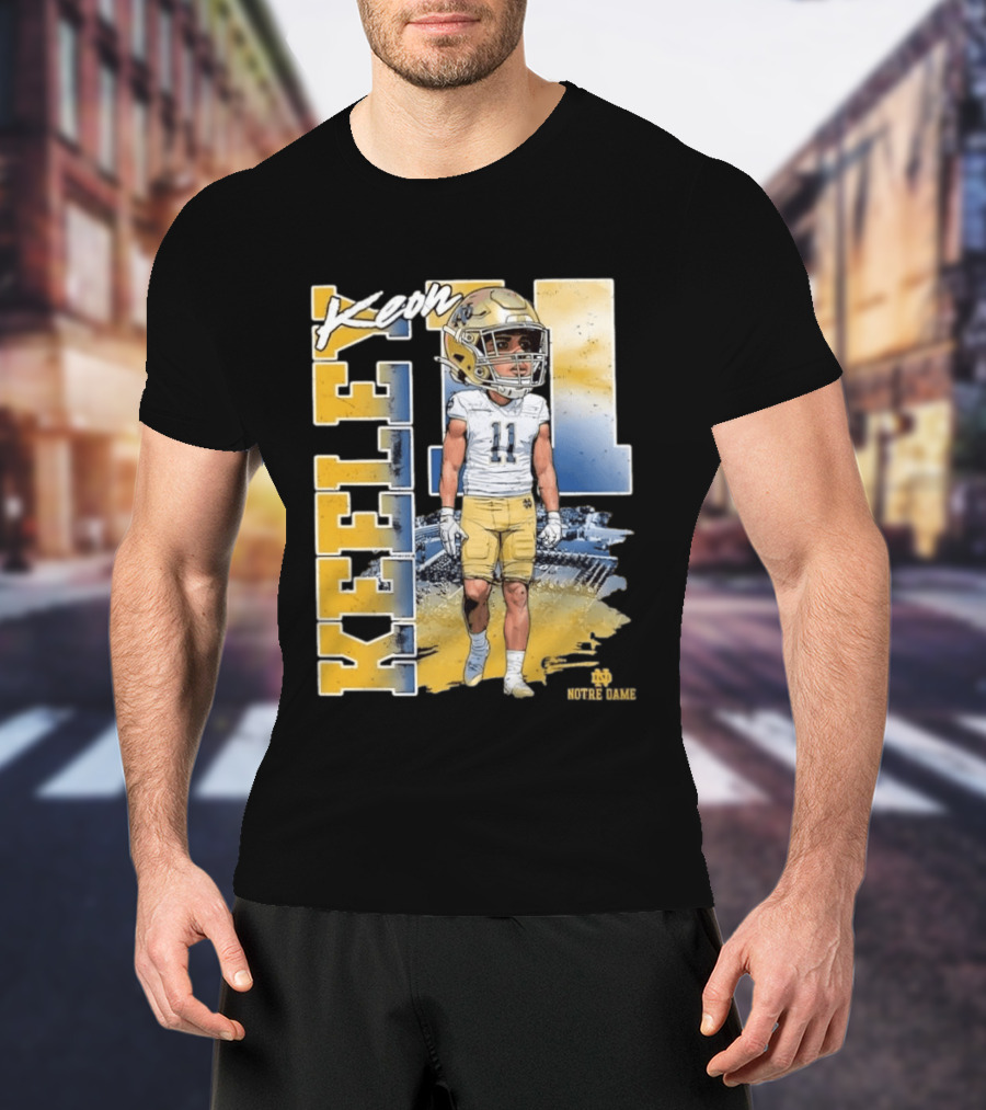 Notre Dame Fighting Irish Keon Keeley No 11 NCAA Football Caricature T-Shirt