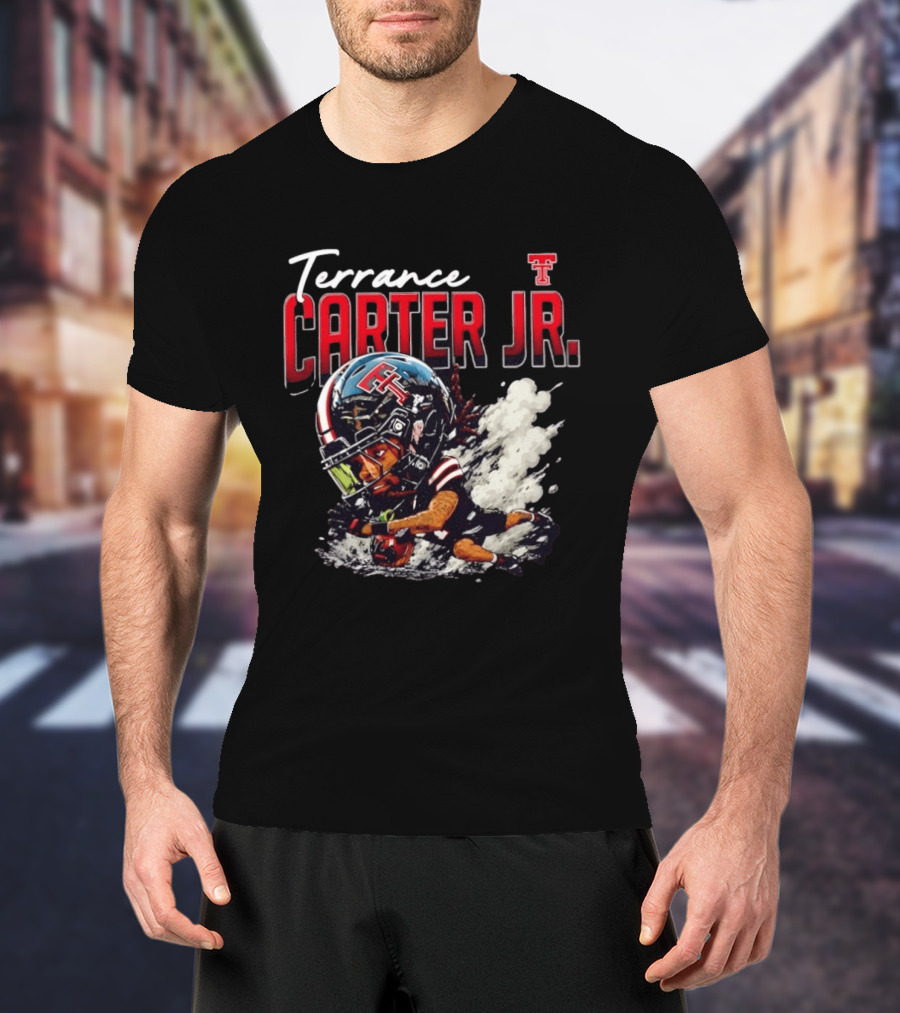 Terrance Carter Jr Texas Tech Red Raiders NCAA Football Bobblehead Caricature T-Shirt