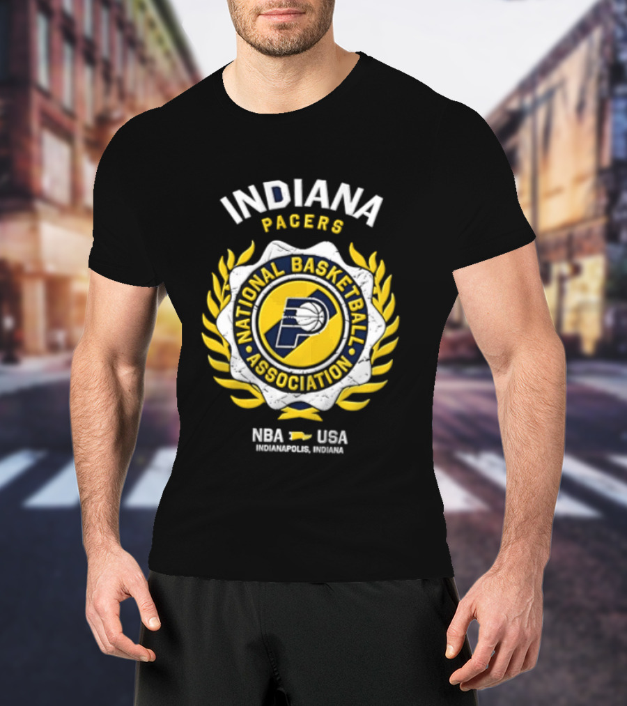 Indiana Pacers NBA National Basketball Association Laurel Wreath T-Shirt