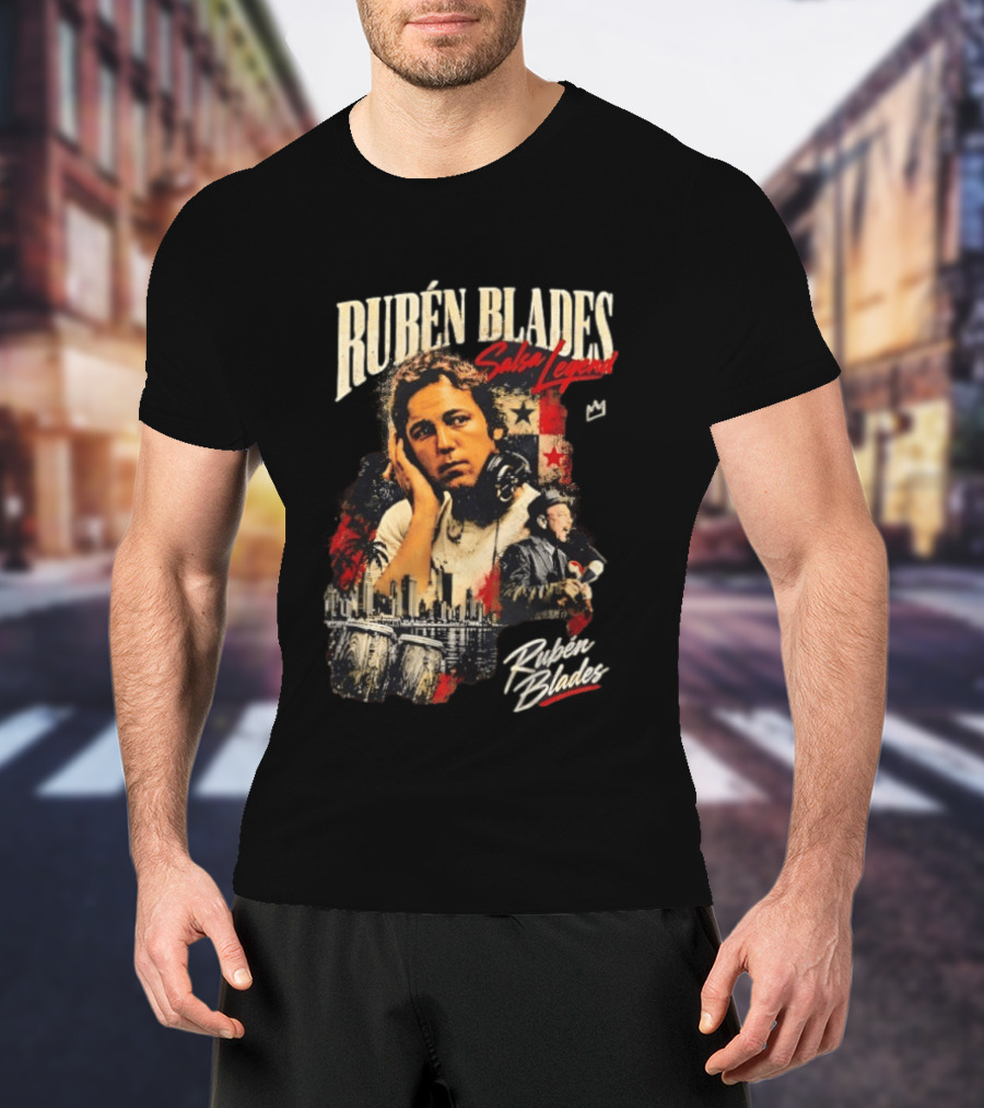 Rubén Blades Salsa Legend Panama City Skyline Musical Legacy T-Shirt