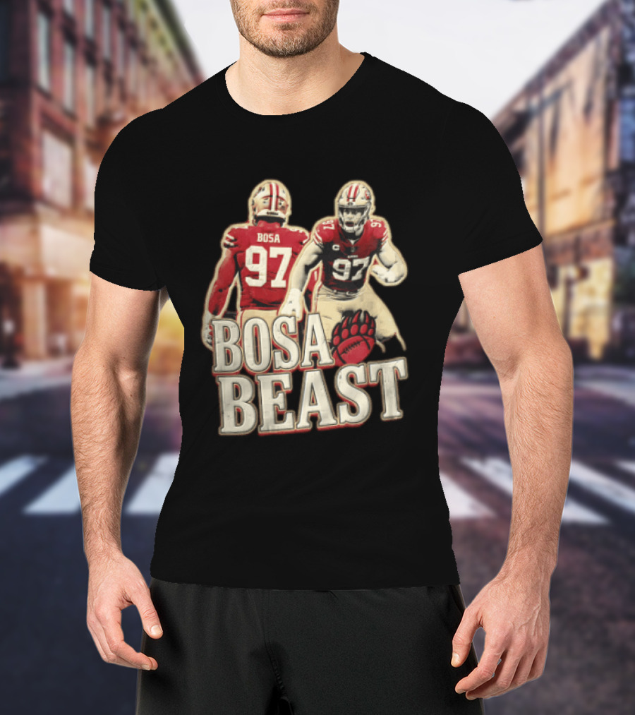 San Francisco 49ers Nick Bosa Beast Bear Claw Football Player 97 T-Shirt