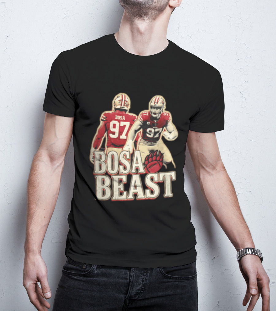 San Francisco 49ers Nick Bosa Beast Bear Claw Football Player 97 T-Shirt