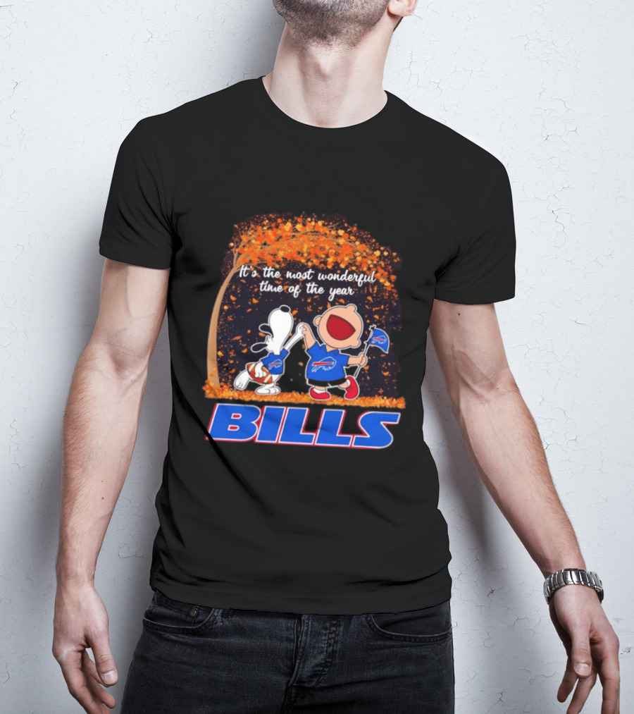 Buffalo Bills Snoopy Charlie Brown Dancing It's The Most Wonderful Time Of The Year T-Shirt