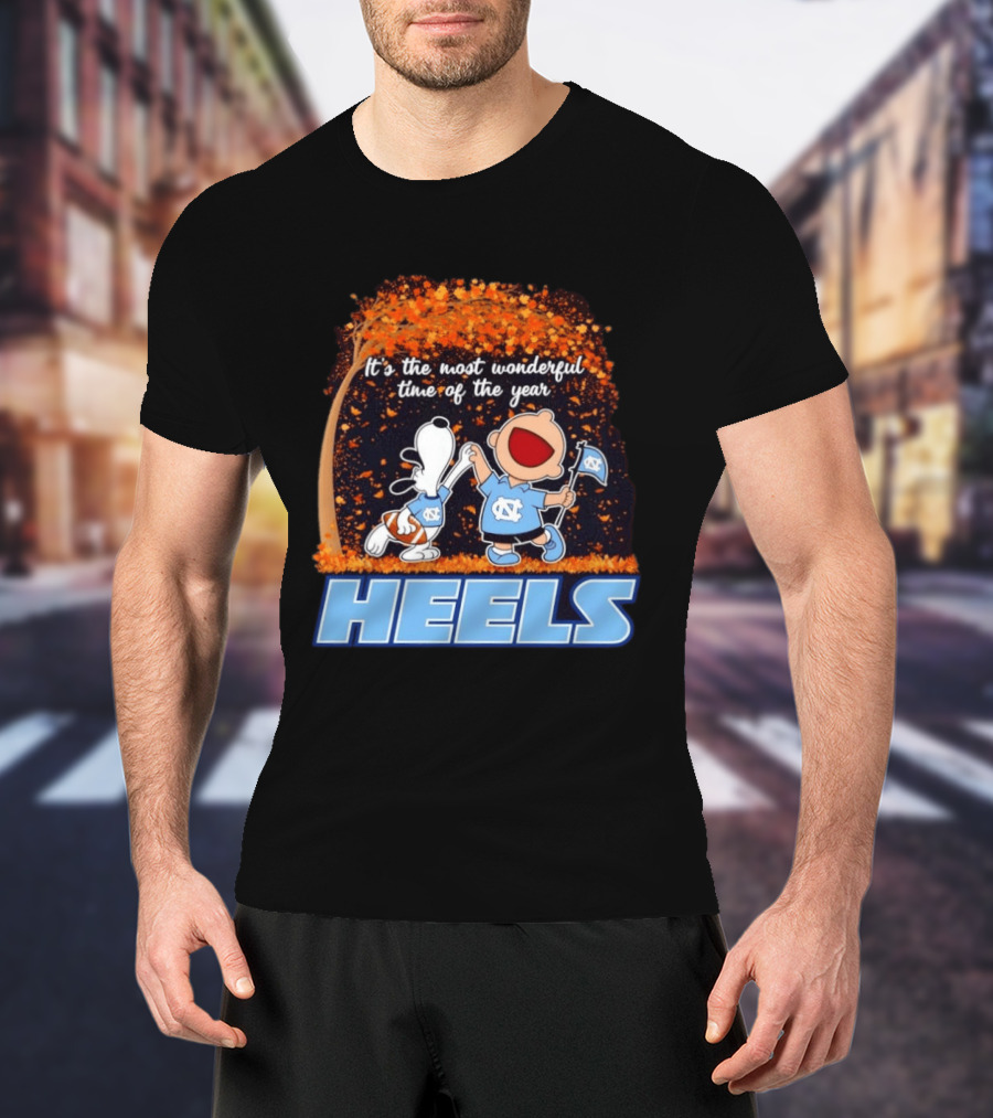 It's The Most Wonderful Time Snoopy Charlie Brown Dancing North Carolina Tar Heels T-Shirt