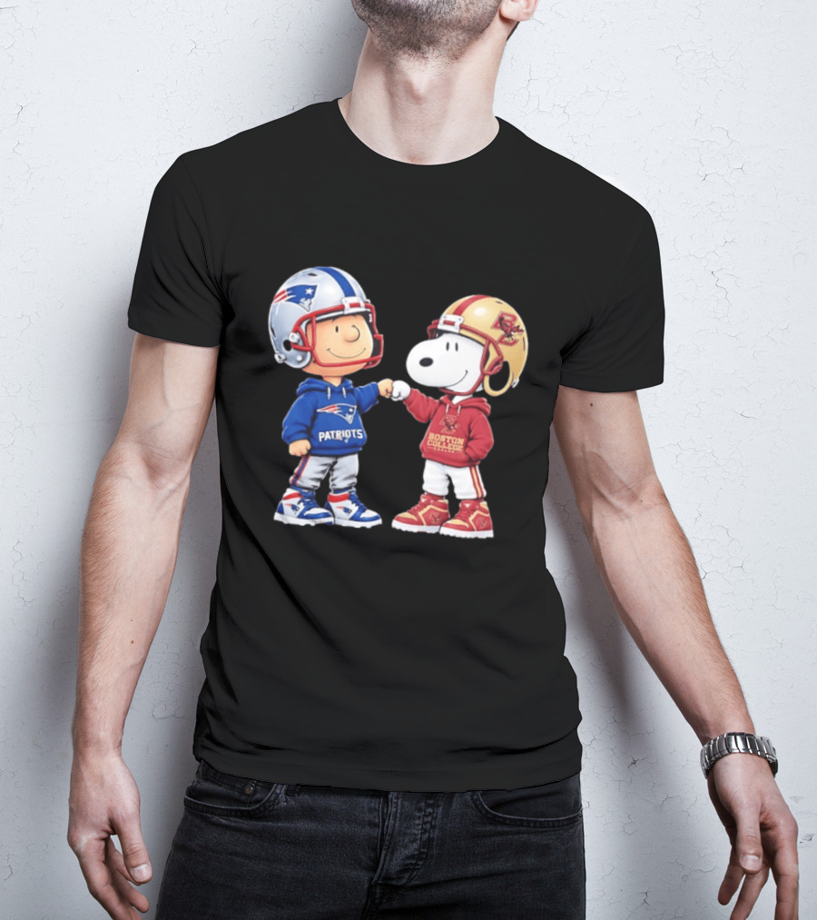 Snoopy Charlie Brown Patriots Boston College Eagles Fist Bump T-Shirt