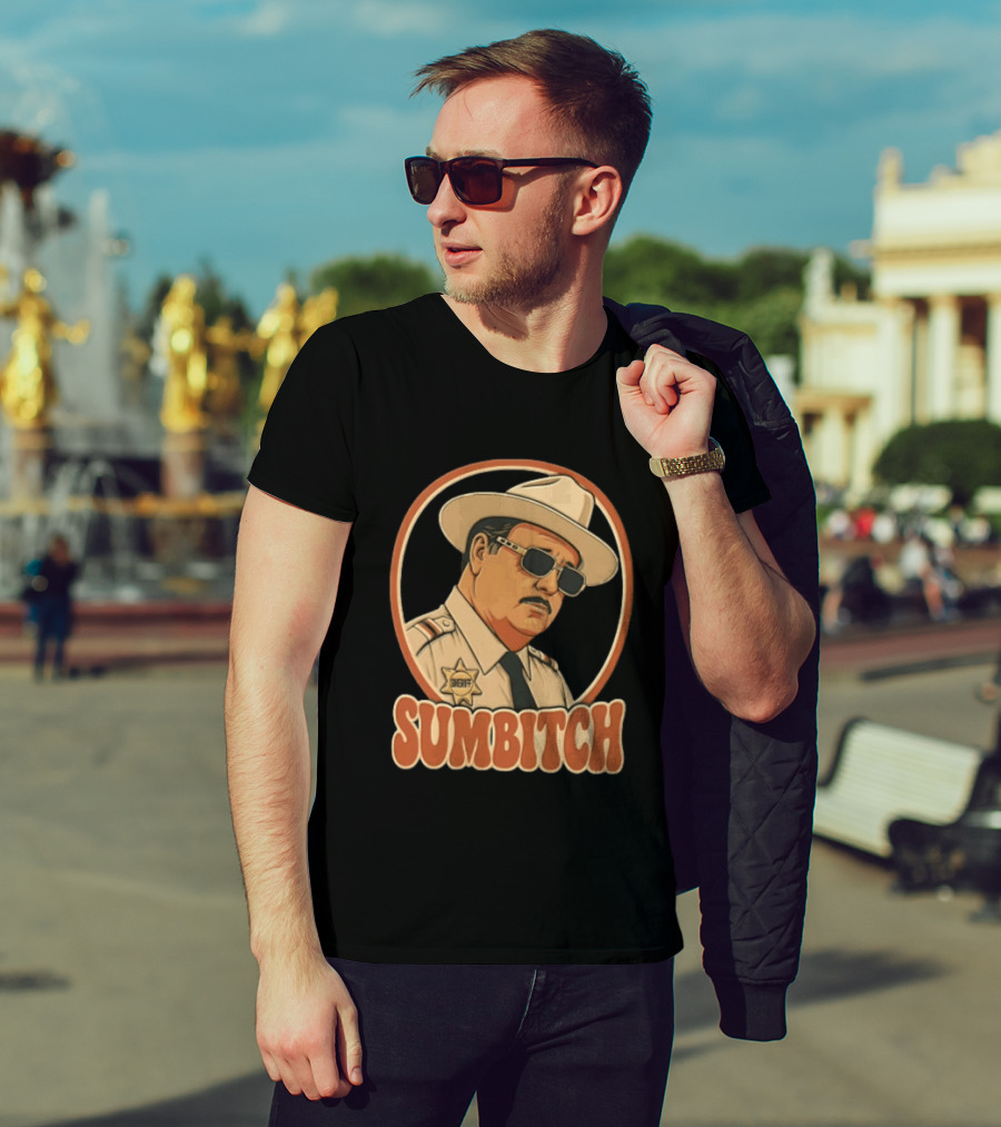 Sumbitch Sheriff Sunglasses Hat Cartoon T-Shirt