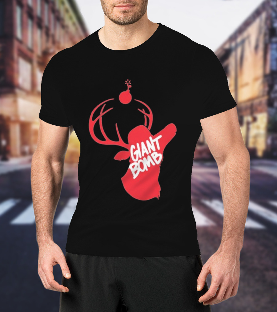 Giant Bomb Red Deer Antlers With Bomb T-Shirt