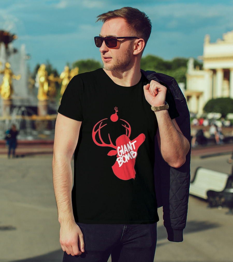 Giant Bomb Red Deer Antlers With Bomb T-Shirt