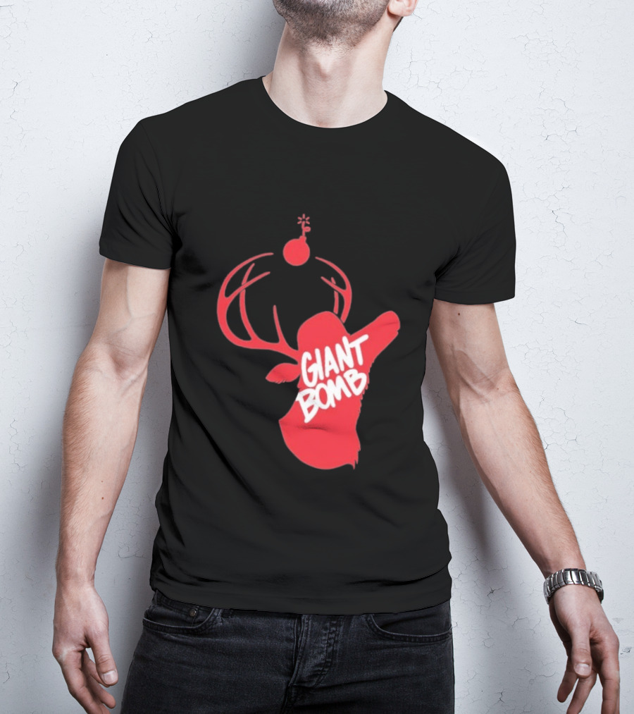 Giant Bomb Red Deer Antlers With Bomb T-Shirt
