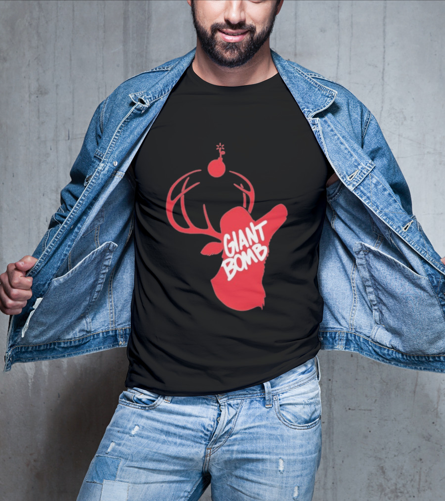 Giant Bomb Red Deer Antlers With Bomb T-Shirt