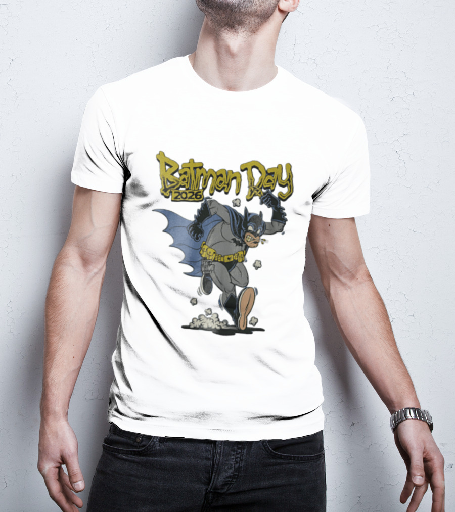 Batman Day 2026 Cartoon Running With Batarang T-Shirt