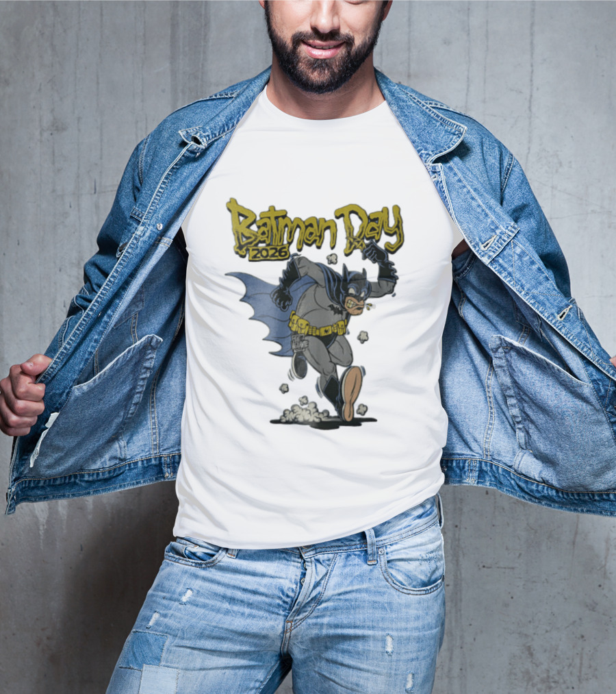 Batman Day 2026 Cartoon Running With Batarang T-Shirt