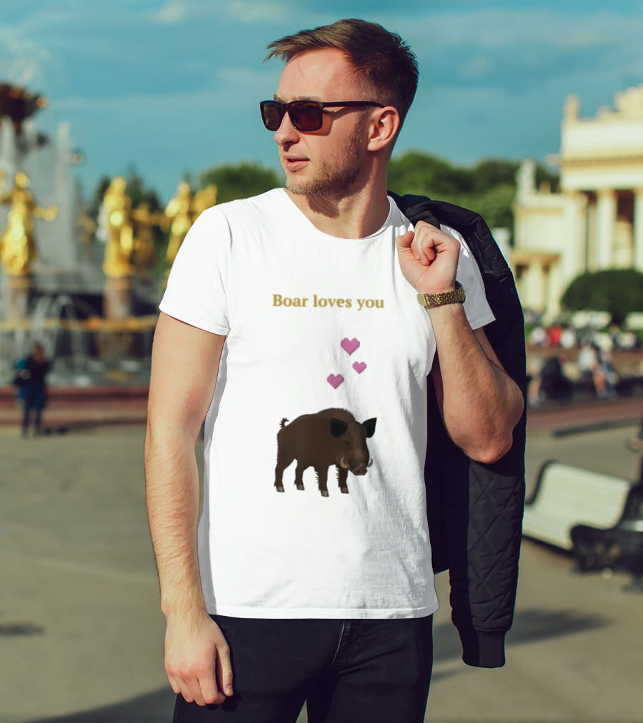 Boar Loves You With Pink Hearts T-Shirt