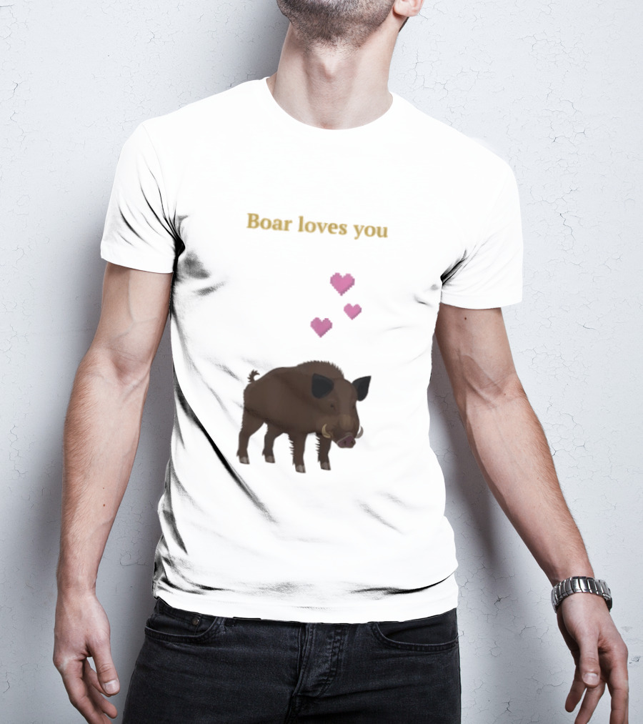 Boar Loves You With Pink Hearts T-Shirt