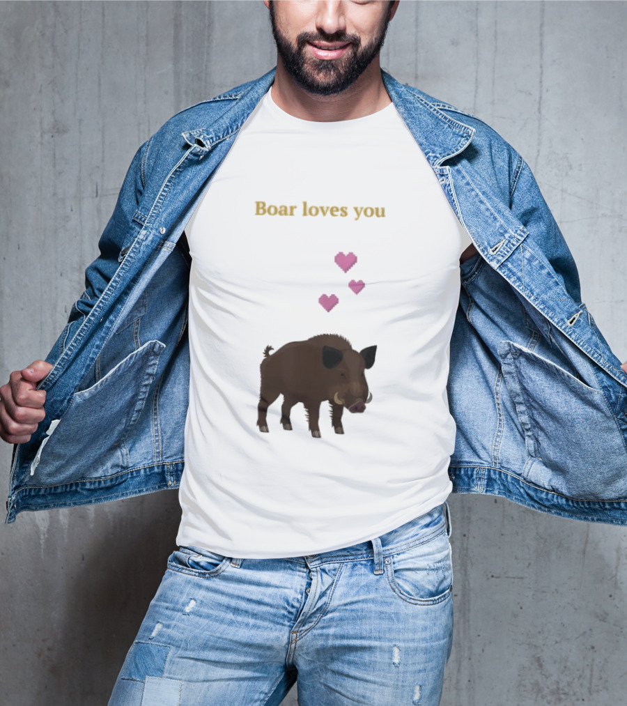 Boar Loves You With Pink Hearts T-Shirt