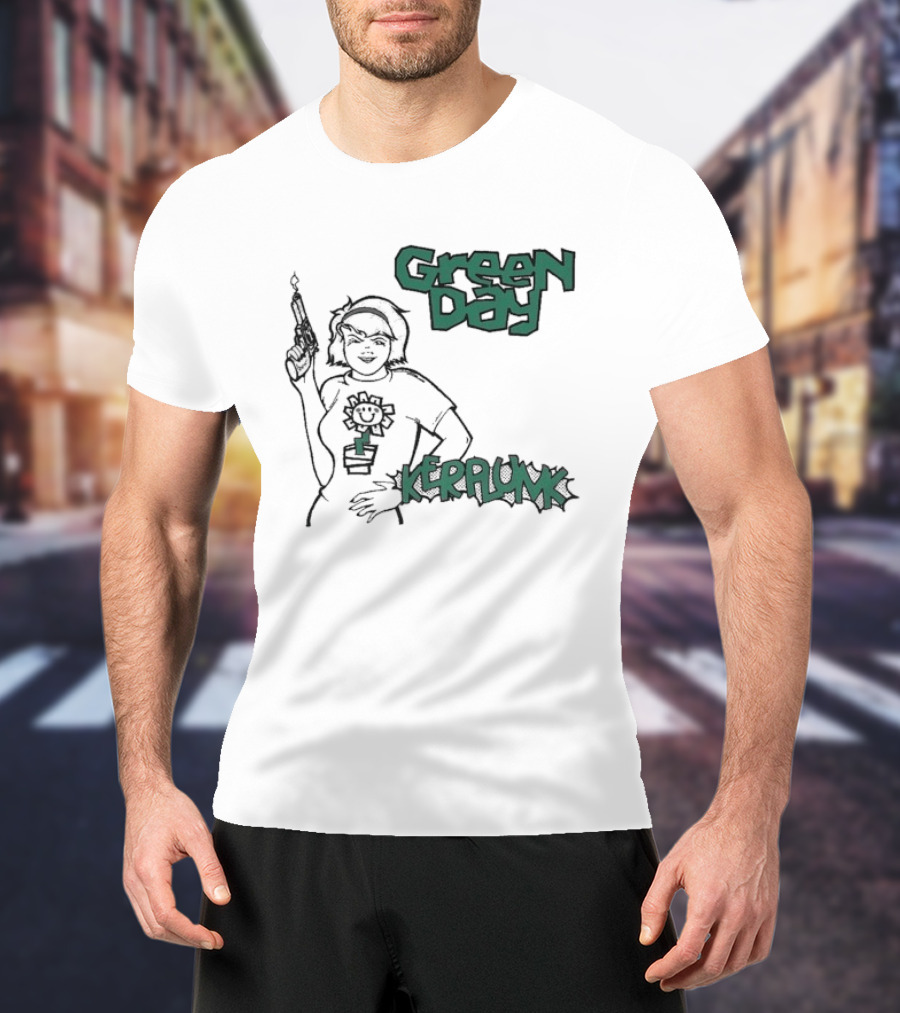 Green Day Kerplunk Vintage Character Holding Flower Pot T-Shirt