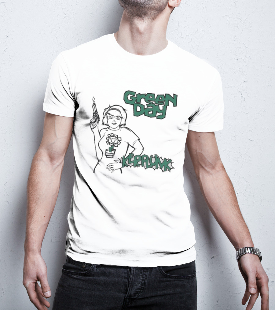 Green Day Kerplunk Vintage Character Holding Flower Pot T-Shirt