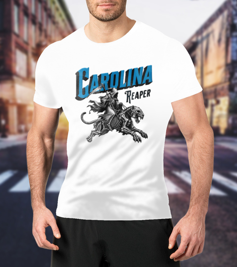 Carolina Reaper Grim Reaper Riding Skeleton Panther T-Shirt