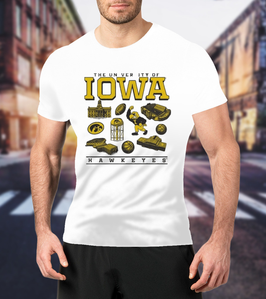 The University Of Iowa Hawkeyes Football Iconography Island T-Shirt