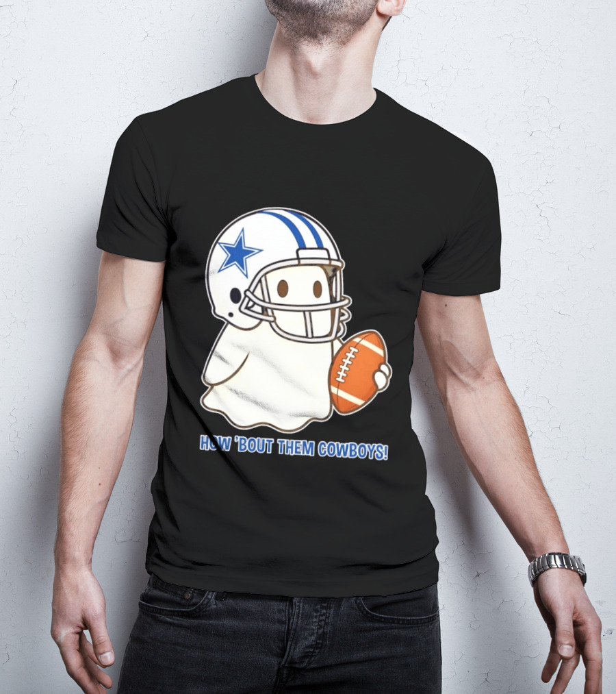 Dallas Cowboys How 'Bout Them Cowboys Halloween Ghost Football Star Helmet Football T-Shirt