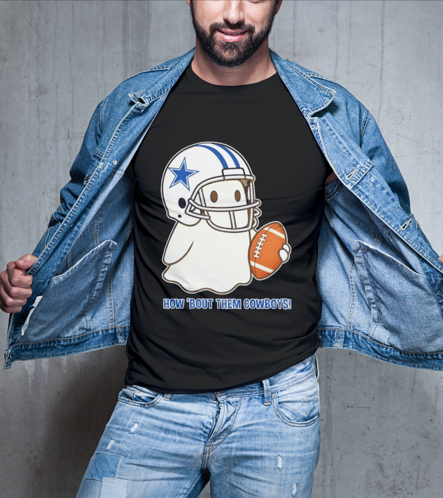 Dallas Cowboys How 'Bout Them Cowboys Halloween Ghost Football Star Helmet Football T-Shirt