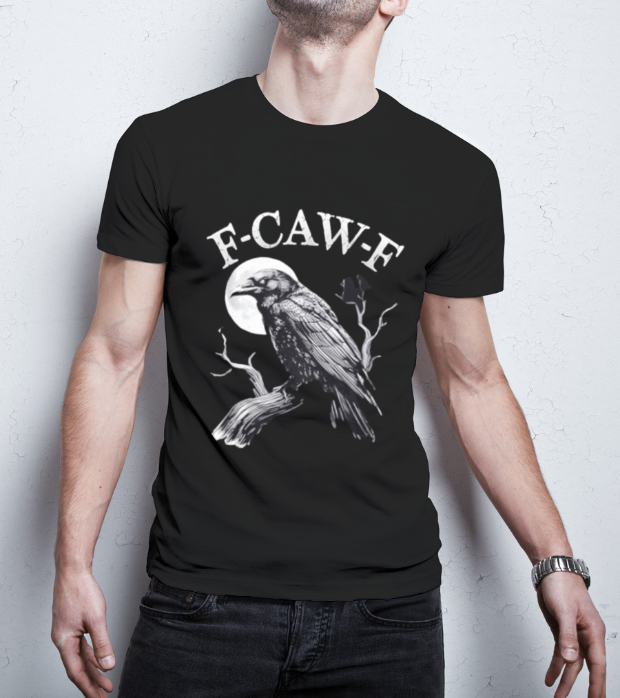 F Caw F Crow Halloween Moon Branches Ravens 2026 T-Shirt