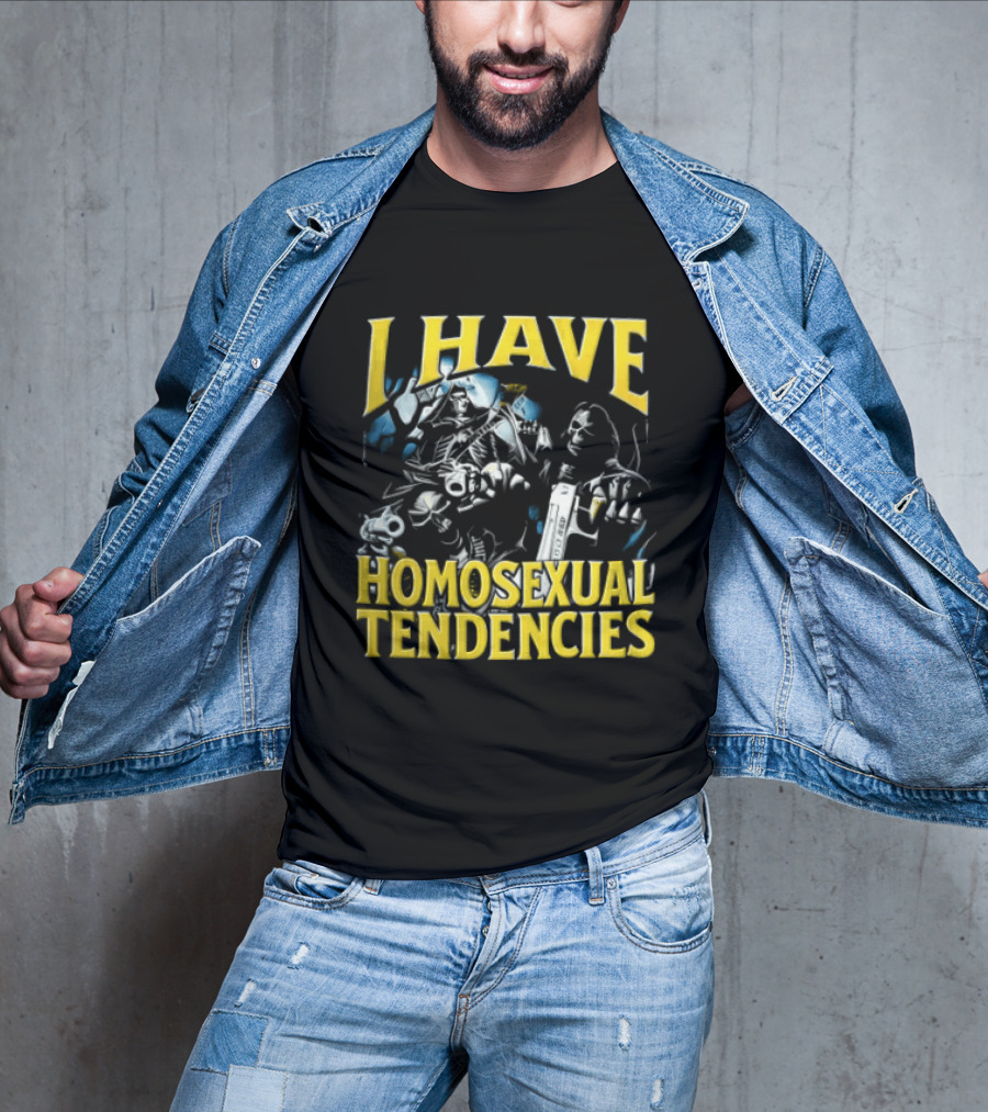 I Have Homosexual Tendencies Skeletons With Handguns Dark T-Shirt