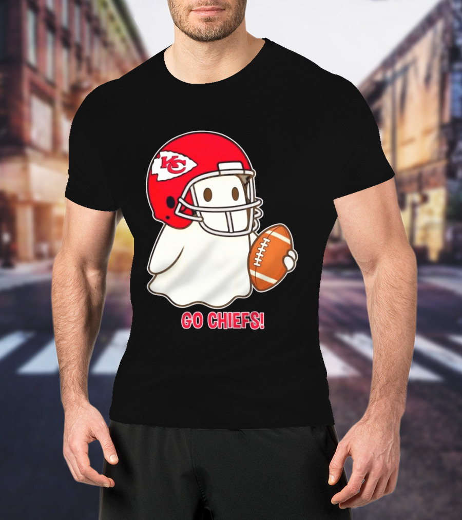 Kansas City Chiefs Go Chiefs Halloween Ghost Football Helmet T-Shirt