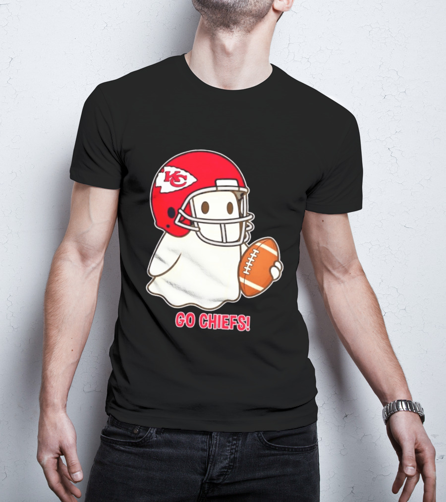 Kansas City Chiefs Go Chiefs Halloween Ghost Football Helmet T-Shirt