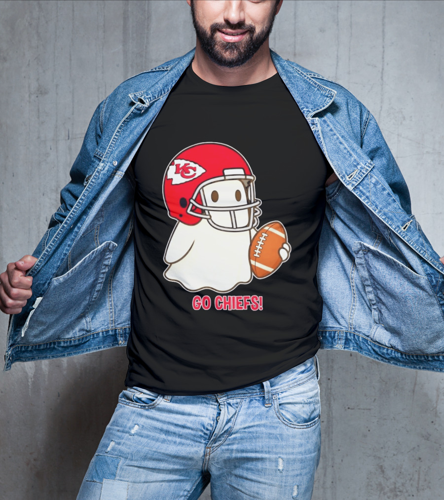 Kansas City Chiefs Go Chiefs Halloween Ghost Football Helmet T-Shirt