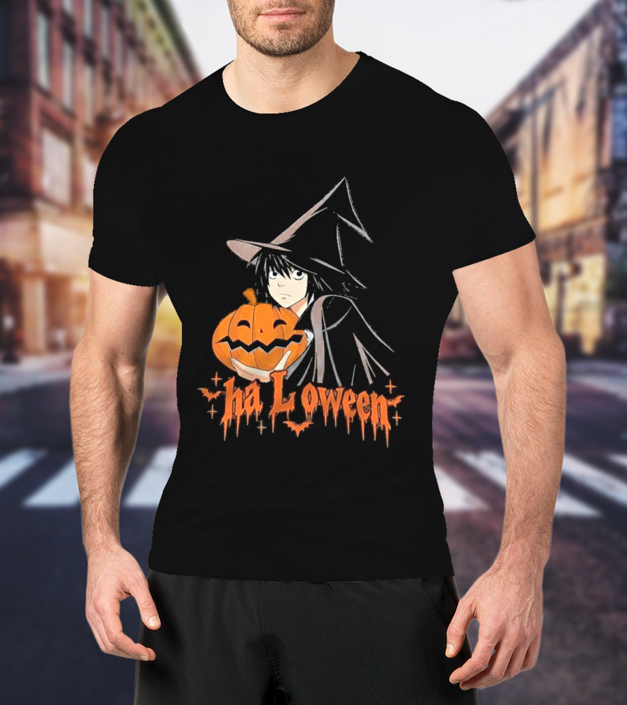 L Lawliet Witch With Pumpkin Halloween Death Note Anime T-Shirt
