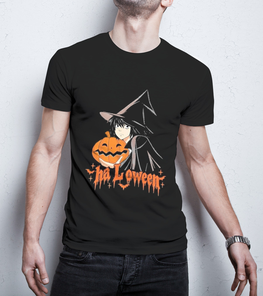L Lawliet Witch With Pumpkin Halloween Death Note Anime T-Shirt