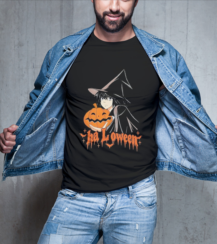 L Lawliet Witch With Pumpkin Halloween Death Note Anime T-Shirt