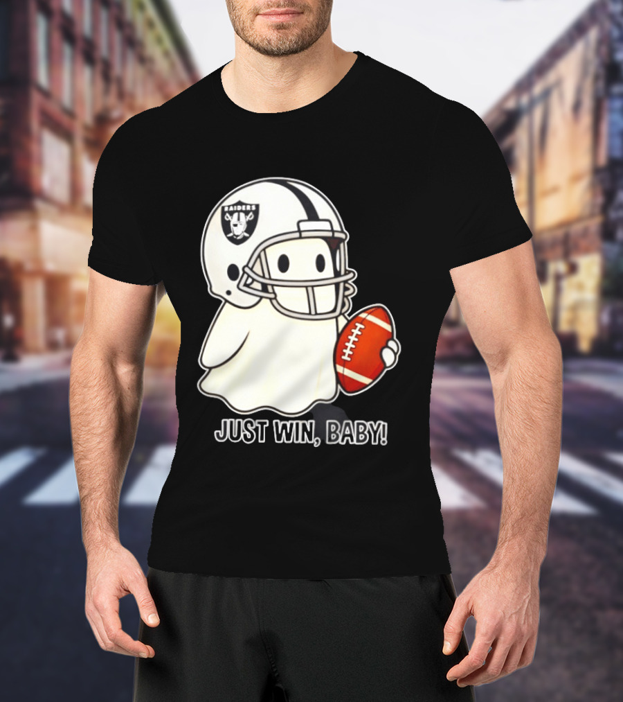 Las Vegas Raiders Just Win Baby Ghost Football Halloween 2026 T-Shirt