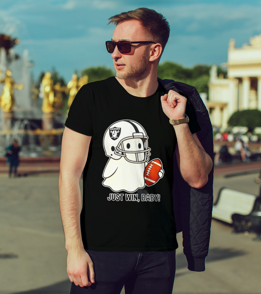 Las Vegas Raiders Just Win Baby Ghost Football Halloween 2026 T-Shirt