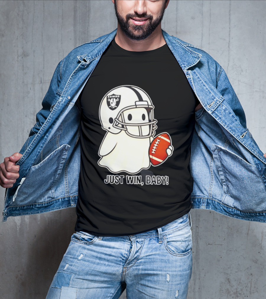 Las Vegas Raiders Just Win Baby Ghost Football Halloween 2026 T-Shirt