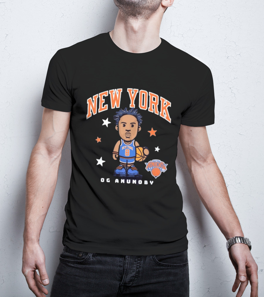 New York Knicks OG Anunoby No 8 Basketball Cartoon Stars T-Shirt