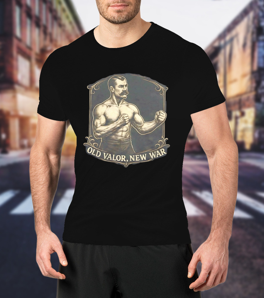 Old Valor New War Mustachioed Boxer T-Shirt