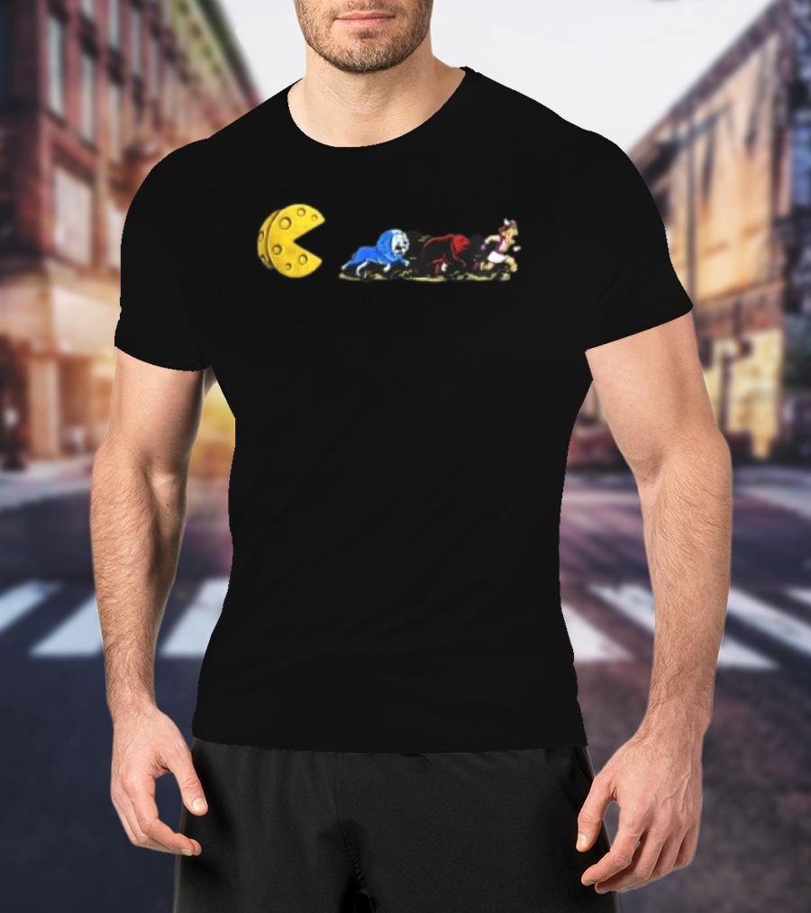 Pac Man Cheese Chasing Lions Bear And Hercules Journey T-Shirt