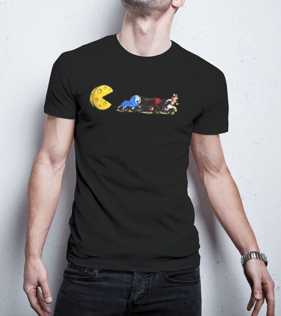 Pac Man Cheese Chasing Lions Bear And Hercules Journey T-Shirt