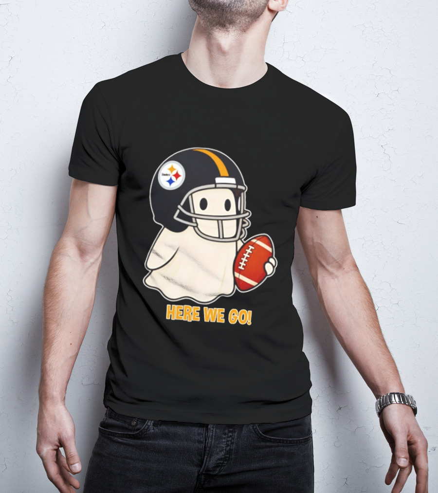 Pittsburgh Steelers Halloween Ghost Football Here We Go 2026 T-Shirt