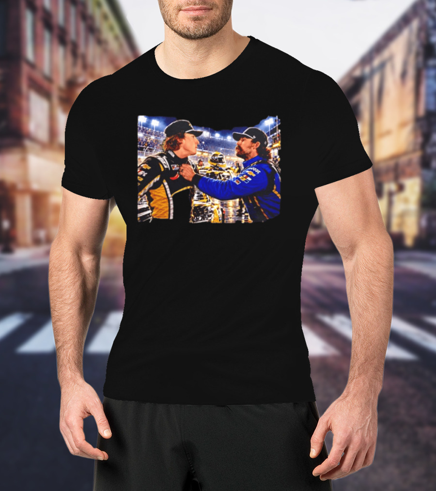 Ryan Blaney Carson Hocevar Confrontation NASCAR Race Night Scene T-Shirt