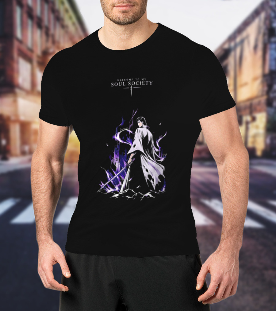 Sosuke Aizen Welcome To My Soul Society Sword Character Purple Aura T-Shirt
