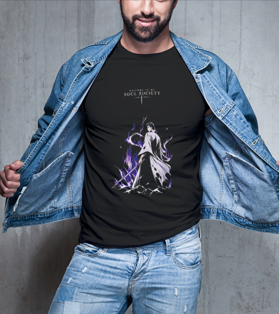 Sosuke Aizen Welcome To My Soul Society Sword Character Purple Aura T-Shirt