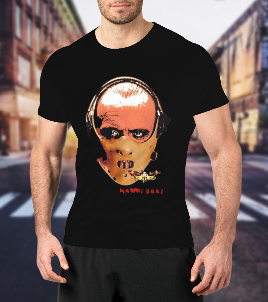 Hannibal Lecter Silence Of The Lamb Halloween Horror Mask With Skull Moth T-Shirt